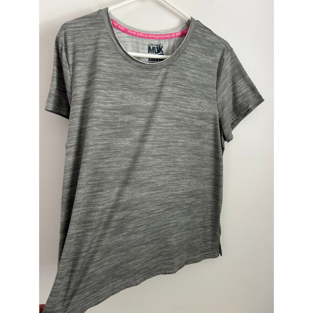Muk Luks Women's Gray Heather Short Sleeve Tee Size Large - Picture 3 of 6